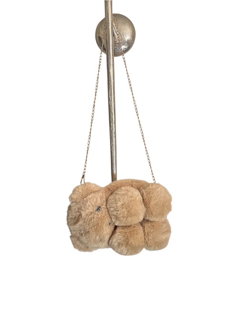 Plush Teddy Bear Crossbody Bag in Tan